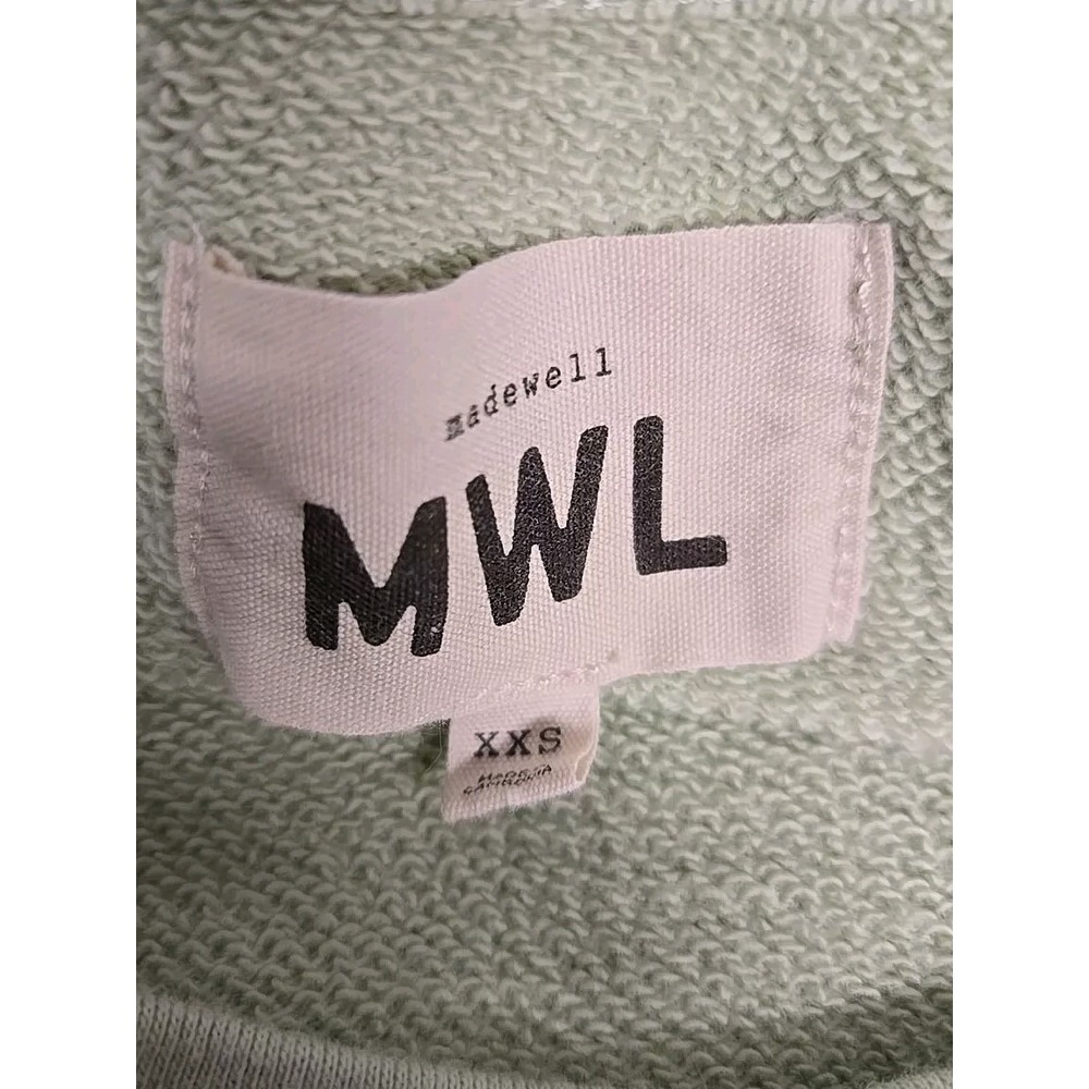 Madewell MWL Oversized Raglan Sweatshirt Colorblock White & Green Women's Sz XXS - Picture 6 of 12